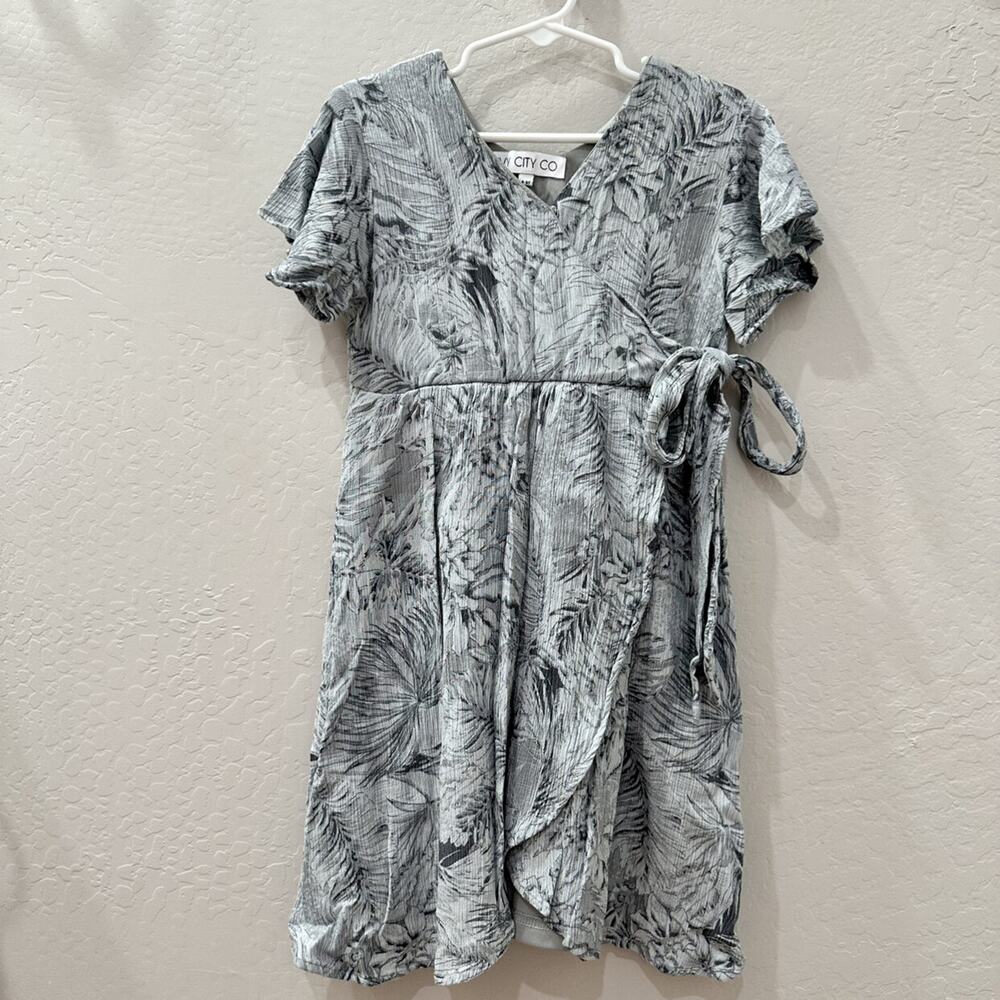 Ivy City Co Grey Palms Fancy Wrap Dress